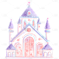 手绘-水彩童话城堡建筑元素贴纸1