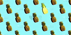 无缝图案与夏季装饰成熟的菠萝带阴影。