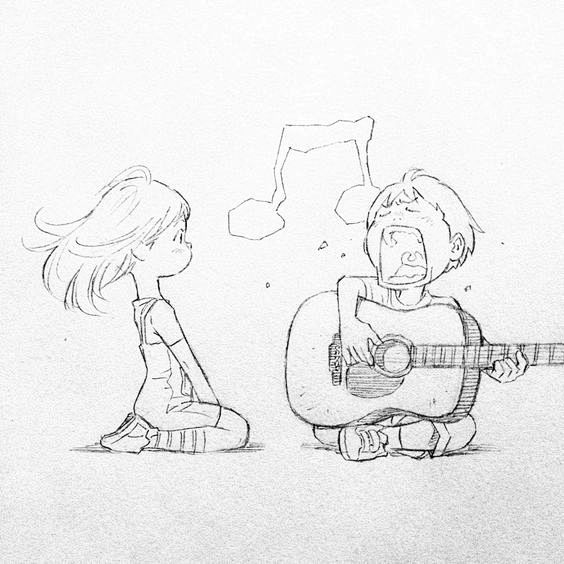 弹吉他手绘卡通