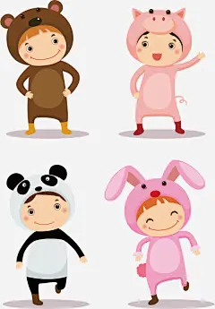 可爱卡通矢量图免抠素材_元小素 https://iipng.com 儿童 儿童动物服装 六一儿童节 卡通儿童 卡通插画 可爱 小女孩 幼儿园 快乐儿童 手绘 男孩 矢量图