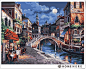 數字油畫 水都月夜 : 40×50CM - HomeHereDIY數字油畫稻殼餐具