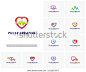 Set of Love Medical Pulse logo design concept.Healthcare Pulse logo template vector. Icon Symbol