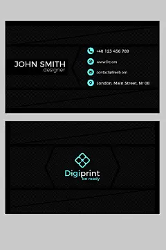 黑色商务风名片模板