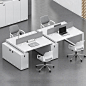 职员办公桌6人位白色简约屏风工位办公室电脑桌椅组合四人位家具