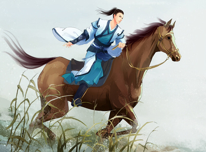 中国风古典风格游戏手绘插画手绘优雅唯美小清新花样美男美女