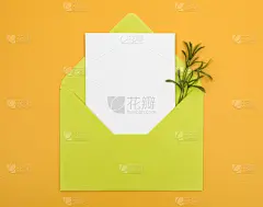贺卡,信封,空白的,明亮,黄色背景,活力,请柬,空的,信函,橙色
