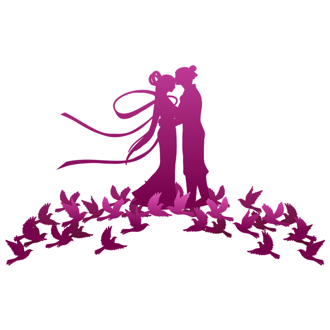 png-七夕牛郎织女鹊桥剪影
