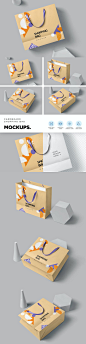 纸板购物袋模型样机 (PSD)