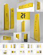 现代学校黄色C4D标识牌导视设计素材 学校导视设计