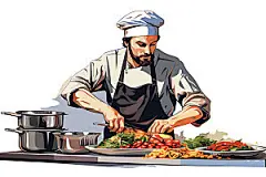 厨师美食制作厨房扁平风插画