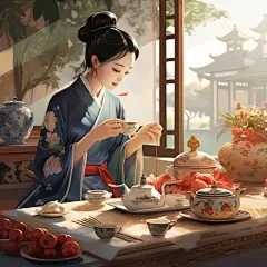 中国风建筑人物素材图片