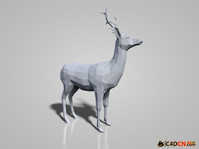 低面模鹿模型low poly deerC...