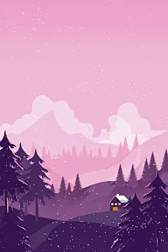 扁平风手绘风景插画模版