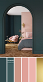 14 种美丽的卧室配色方案：绿色和浅粉色卧室