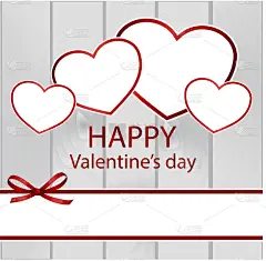 白色的心和白色的丝带。祝你情人节快乐。爱的季节问候向量。