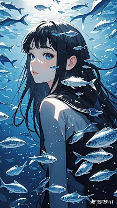 女生动漫卡通头像，鱼少女 (7)