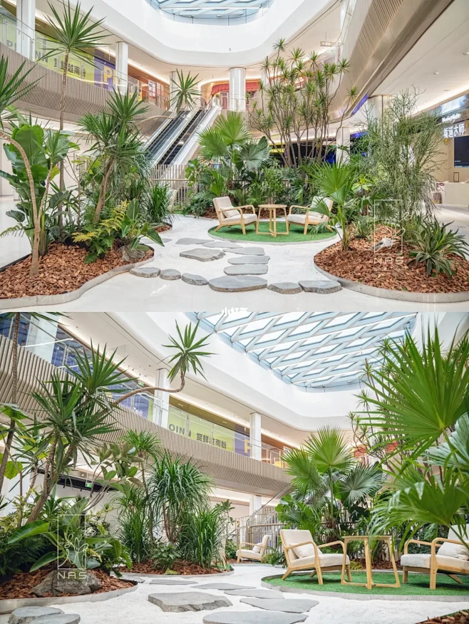商场室内植物美陈景观，城市里的绿色小森林-花瓣网