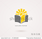 Education Concepts Logo. Yellow and Gray Knowledge Icon with Book and Sun Design  Isolated on White Background. Used for University or School Designs