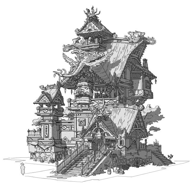 【sketch】建筑立体化草图，东南亚与...