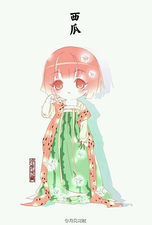 『古风美图』『分享』水果汉服拟人～Q萌_...