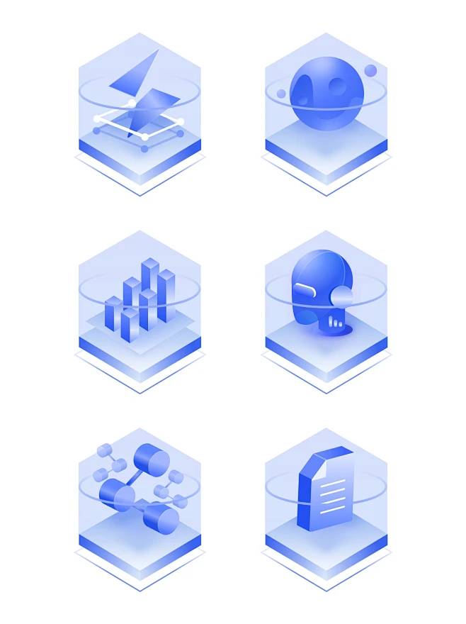 1801科技感icon立体3D蓝色UI图标矢量1-花瓣网