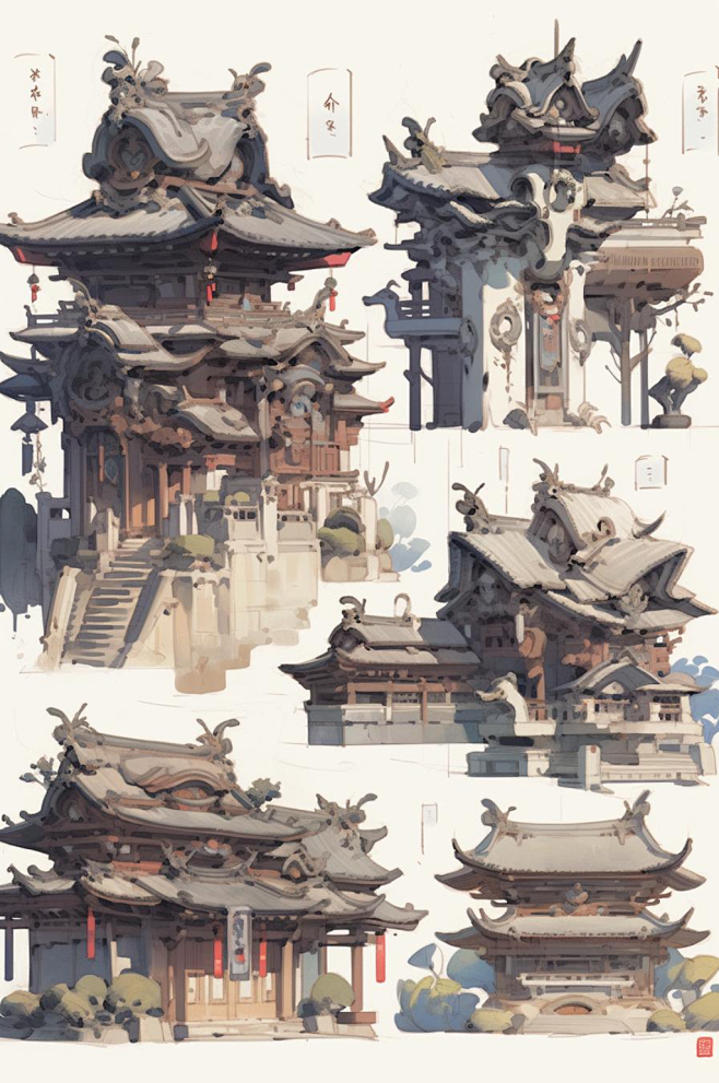 数字艺术楼梯手绘建筑插画-众图网