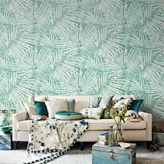 范雅壁纸北欧宜家时尚棕榈树叶子卧室客厅背景纯纸墙纸东南亚壁纸-淘宝网