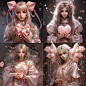 an anime girl wearing pink kimono and holding a heart with a pink bow, in the style of dimensional multilayering, white and beige, mallgoth, sonian, monsù desiderio, eve ventrue, shiny eyes --v 5.2