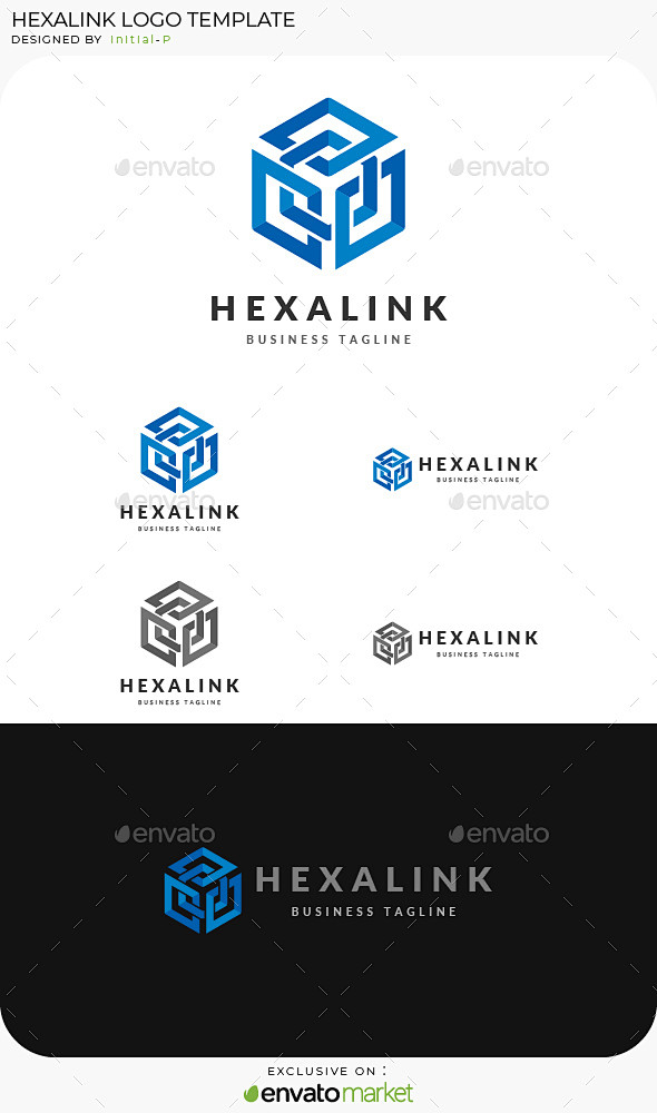 交织在一起的盒子六角标志——符号标志模板Intertwined Box Hexagon Logo - Symbols Logo ...