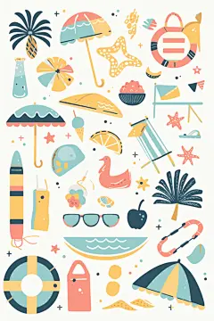 夏日元素插画创作