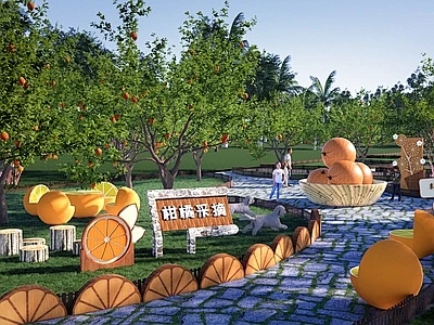 现代柑橘公园景观 柑橘采摘园 亲子农场 柑橘林 农业种植林 橘子构筑物-花瓣网
