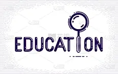 教育字用放大镜代替字母I，学习和学习概念，矢量概念创意海报用特殊字体制作。