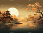 中秋节八月十五场景背景