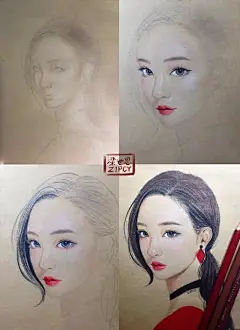 插画 | 看美女笔下的彩铅画唯美女孩肖像