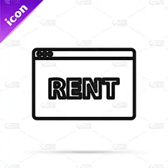 电子邮件,文字,Rent,标志,黑色,图标,悬挂的,线条,商务,直的