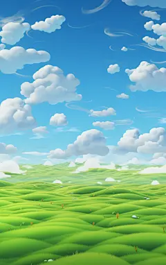 春天蓝天白云草地壁纸