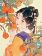 柿柿如意｜古风好运柿子少女插画头像｜A154 - 小红书