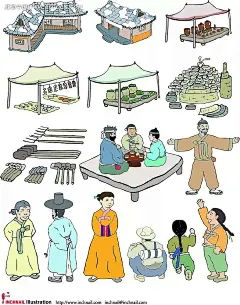 韩国古代小人物时尚人物插画AI|绘画设计|角色|卡通人物|卡通人物图片|漫画人物|人物插画|人物素材|人物图片|矢量人物|矢量图|手绘人物|水彩
