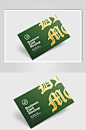 绿色卡片设计名片明信片样机