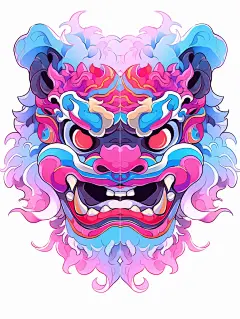 简约立体狮子元素素材图AI图
