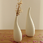 北欧简约 水滴型白色磨砂插花瓶 水植瓶 家具饰品