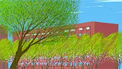 -插画家园-插画家园在地铁上画画-插画家园春天的疯长#树##花##春天##心情#-插画家园