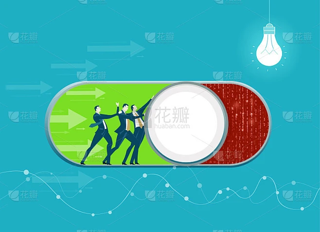 业务团队在大数据的推动下按动按钮。咨询、帮助和专业支持理念。素材-花瓣网
