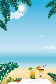 清新阳光海滩旅行平面广告