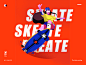 SKATE sport typography movie poster art website character illustration design branding