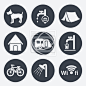 Vector camping icons - circular buttons, set 1 #图标#