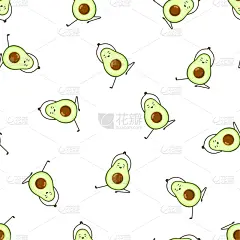 可爱的,四方连续纹样,绘画插图,瑜伽,鳄梨,式样,纺织品,性格,白色背景,怀孕