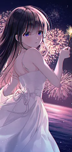 ミョワ- Myowa   二次元少女
动漫壁纸  白色连衣裙  烟花