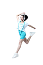 蓝色,短裙,白色,舞台,时代_8f31b965f_带耳麦的年轻女人_创意图片_Getty Images China