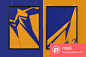 12个橘色蓝色撞色折纸层叠感背景设计素材  - PS饭团网psefan.com